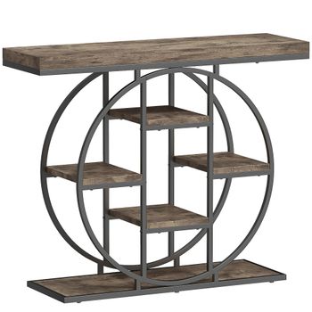 HOMCOM Consola de Entrada Mueble recibidor industrial 6 estantes almacenamiento tablero 4 cm 100 x 30 x 81,5cm Marrón rústico