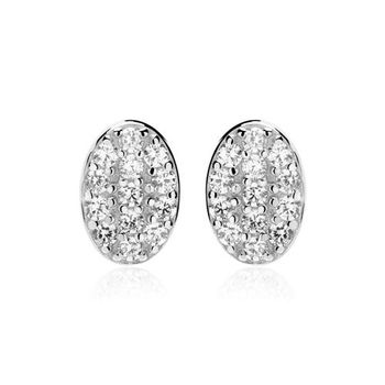 Pendientes ovalados de plata 925 con circonita