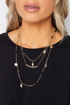 Collar Dorado Tres Alturas Con Hojas