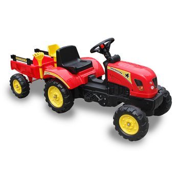 Tractor A Pedales Con Remolque - Rojo - Qplay