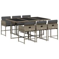 set comedor jardin 7 piezas  mueble de jardin y cojines ratan sintetico gris