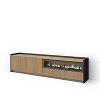 mueble tv television muebles de salon almacenaje 207x50x37 cm para tv hasta 80 chimenea electrica led estilo moderno roble y negro