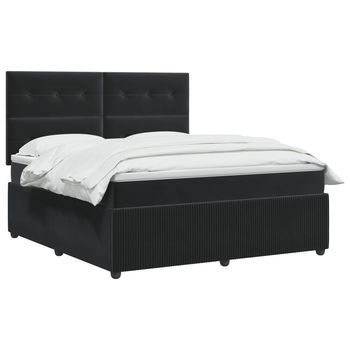 Cama Tapizada 144x190x140,5 Cm Terciopelo - Negro