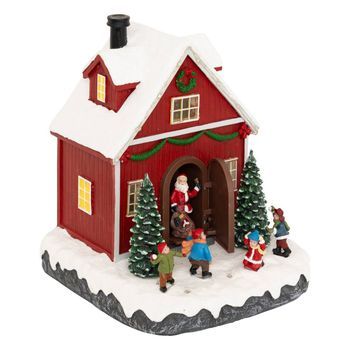 Casa De Pueblo Iluminada Papá Noel Y Niños 16 Led - Feeric Lights & Christmas