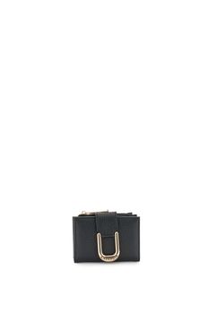 cartera pequeña con cremallera efecto piel con grano black taglia unica