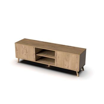 Mesa Para Televisión Oslo Con Puertas Y Huecos Abiertos