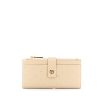 cartera efecto piel con aplicación de mini tachuelas hazelnut taglia unica