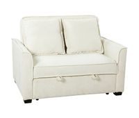 homcom sofa cama 2 plazas 3 en 1 sofa cama de tejido rizo con respaldo ajustable 3 niveles bolsillos laterales 2 almohadas con fundas extraibles para sala de estar espacios pequenos blanco crema