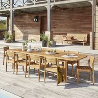 salon de jardin de madera teca maciza reciclada extensible para 1012 pers