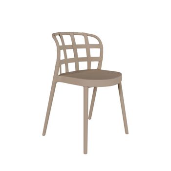 Silla en polipropileno beige con respaldo de diseño a cuadros.