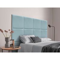dhome cabecero tapizado para camas de 105 de polipiel premium compuesto de paneles autoadhesivos intercambiables lujo dormitorio acolchado celeste