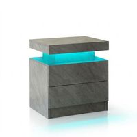 juego de 2 mesitas de noche led con 2 cajones mesita de noche moderna gris oscuro madera