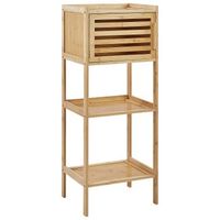 estanteria de bano baja minimalista con puerta de madera de bambu marron claro beckley