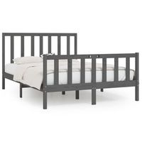 estructura de cama madera maciza gris king size 150x200 cm vidaxl