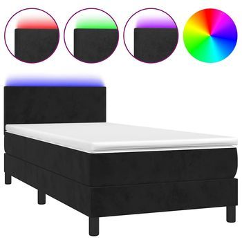 Cama Box Spring Colchón Y Led Terciopelo Negro 80x200 Cm Vidaxl