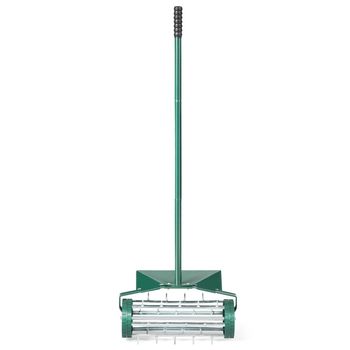 Costway Rodillo Aireador de Césped Enrollable de 46 cm Aireación con Púas Giratorio Escudo Protector Aireación de Suelo Pesada para Jardín Patio