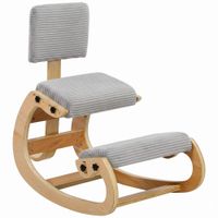homcom silla ergonomica de rodillas con respaldo asiento basculante acolchado de terciopelo acanalado gris claro   aosom espana
