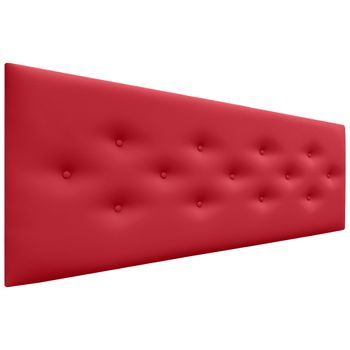 Dhome Cabecero De Polipiel Con 3 Hileras Intercaladas De Botones Cabezal Tapizado Cama Lujo (rojo, 160cm)