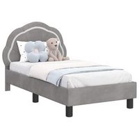 estructura de cama para ninos pequenos con cabecera gris claro vidaxl