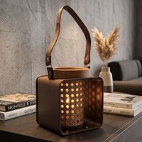 farol de madera marron 16x13x20 cm