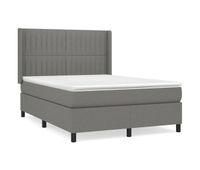 cama box spring con colchon tela gris oscuro 140x200 cm rayas verticales