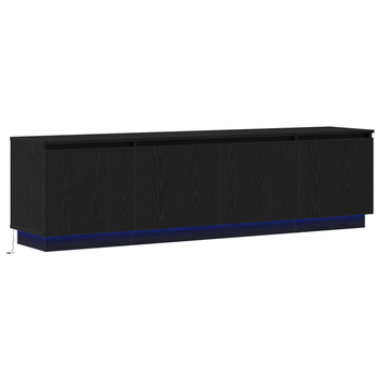 Mueble De Tv | Mueble De Salón | Gabinete De Tv Con Led Roble Negro 180 X 38 X 49 Cm