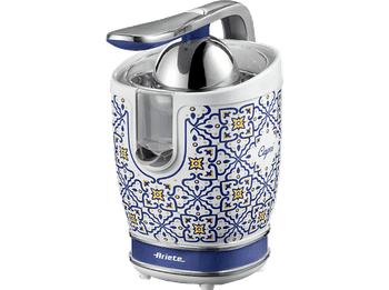 Exprimidor - Ariete Capri, 0.6 l, 85 W, Boquilla de Acero inoxidable Antigoteo, Dos Conos, Azul/Blanco