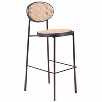 taburete vintage con diseno clasico en ratan natural 41x50x107cm - negro