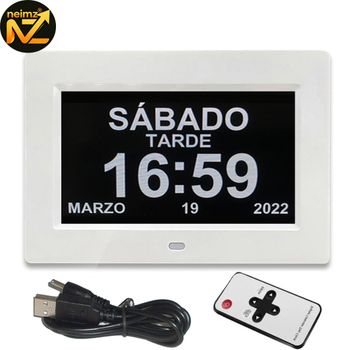 Reloj Despertador Digital LED con Calendario - Admite 12 Alarmas, Ideal para Recordatorios de Medicamentos para Personas Mayores y Organización del Horario Diario