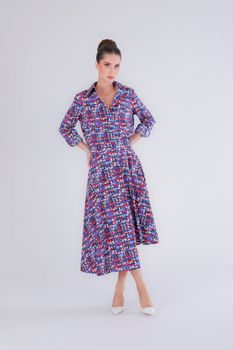 falda asimétrica de popelina estampada tweed xl