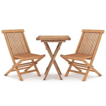 Conjunto Comedor Jardin Para Jardín 3 Uds | Mueble Jardin Mesa Y Sillas Madera Maciza De Teca