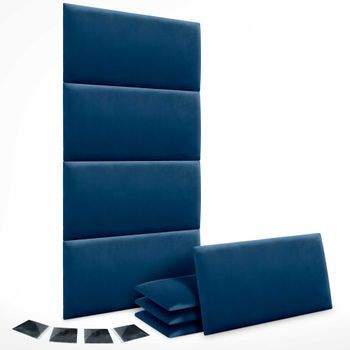 Dhome Juego De 8 Paneles Tapizados De Terciopelo Premium Pack Autoadhesivos Para Pared Acústicos Absorbentes Protección Impactos (azul, 50x40cm, X8)
