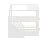 litera infantil 90x200cm - con escalera de almacenaje  2 cajones  estantes - en madera de pino y mdf - blanco