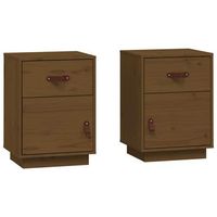 mesitas de noche 2 uds madera de pino marron miel 40x34x55 cm vidaxl