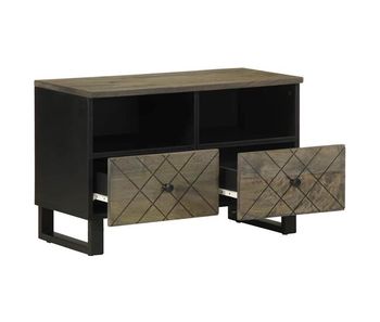 Mueble tv - mesa de tv madera maciza de mango negro 70x33x46 cm