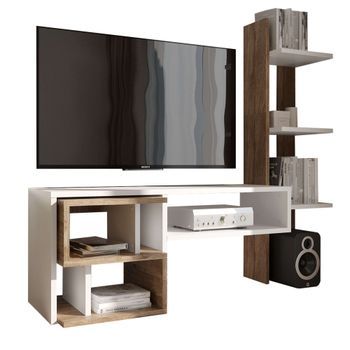 Mueble De Salón Moderno Mom Color Roble Ansberg Y Blanco Semimate 187 Cm