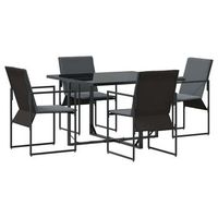 conjunto de comedor de jardin 5 piezas  mueble de jardin negro acero