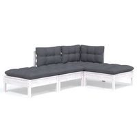 muebles de jardin 4 uds  mesa y sillas con cojines madera maciza de pino