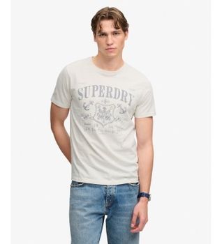 Superdry para hombre. M1012434A Camiseta Mercantile beige (M), Casual, Algodón, Manga corta