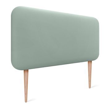 Dhome Cabecero Tapizado Liso Redondeado Polipiel Con Patas Para Pared Acústicos Cabeceros Absorbentes Cabezal Cama Dormitorio (verde Agua, 80cm)