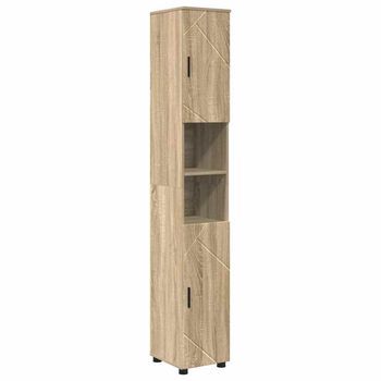 Gabinete De Baño Con Puerta Roble Sonoma 30 X 35 X 192 Cm Vidaxl