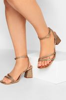 limited colllection sandalias doradas de tacon con tiras asimetricas
