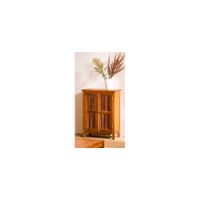 aparador con 2 puertas persiana de madera de teca marron