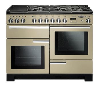 RANGEMASTER Professional Deluxe 110 Dual Fuel Range Cooker - Cream & Chrome, Cream