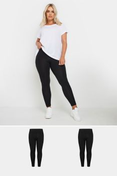 Juego De Dos Leggings En Negro Viscosa Elastano, Mujer Curvy Y Tallas Grandes, Yours