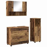 juego de muebles de bano 3 uds madera envejecida vidaxl