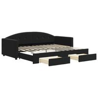 cama individual  cama para adultos  sofa cama nido con cajones terciopelo negro 90x200 cm