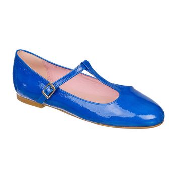 Bailarina charol azul hebilla