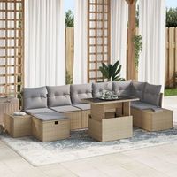 juego de sofas de jardin de 8 piezas con cojines beige de poliratan v0901 unico  beige