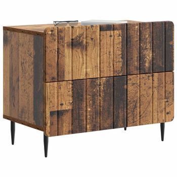 Mesita De Noche | Armario De Noche | Mesa De Noche Madera Envejecida 62 X 34,5 X 49,5 Cm
